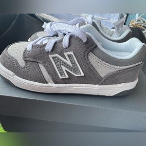 New Balance Kids' 480 Charcoal and Light Gray Sneakers